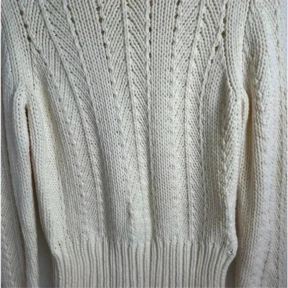 Ann Taylor Women's Beige Chunky Knit Pullover Sweater Size M Casual - Picture 2 of 14